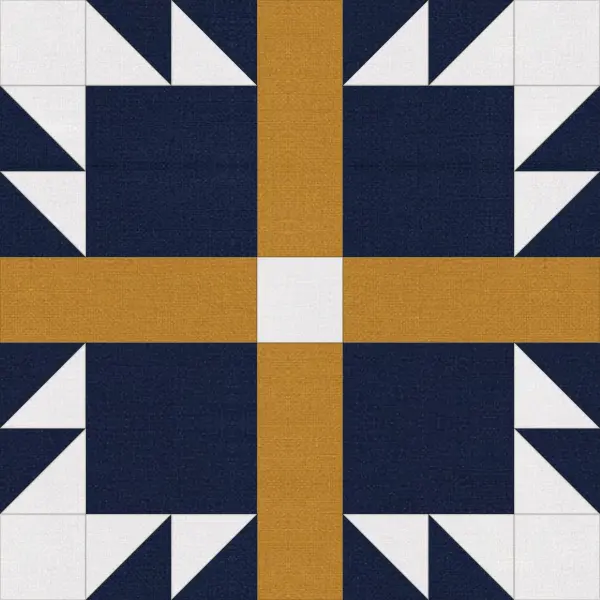Bear Paw quilt block in navy and white