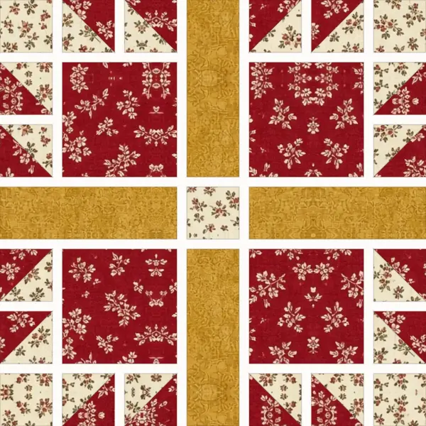 Bear Paw block laid out in its units before sewing