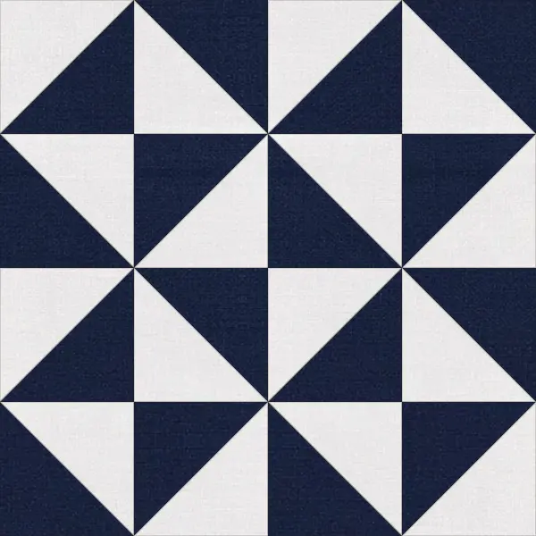 Broken Dishes quilt block in navy and white