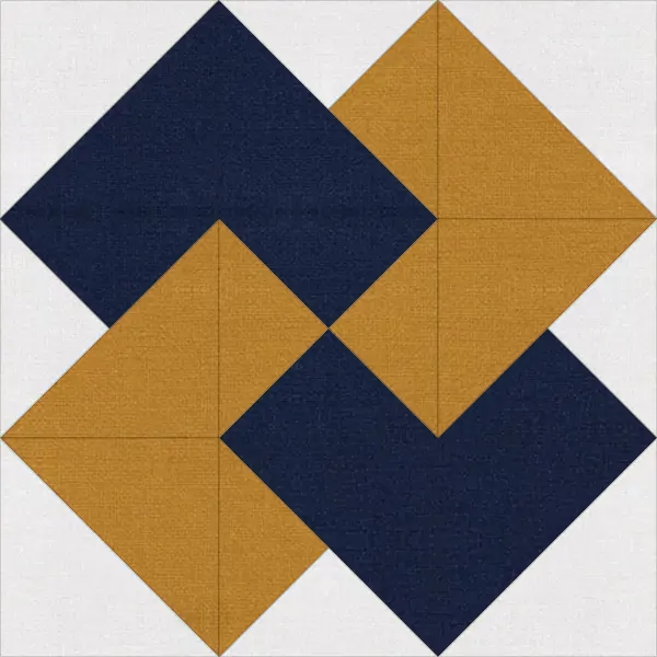 Card Trick quilt block in navy and white