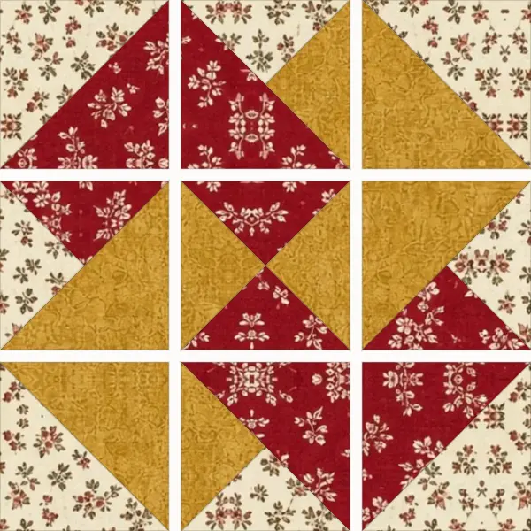 Card Trick block laid out in its units before sewing