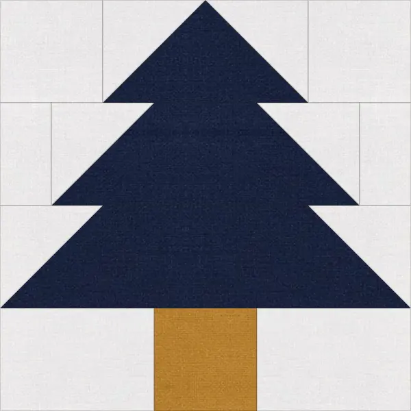 Christmas Tree quilt block in navy and white