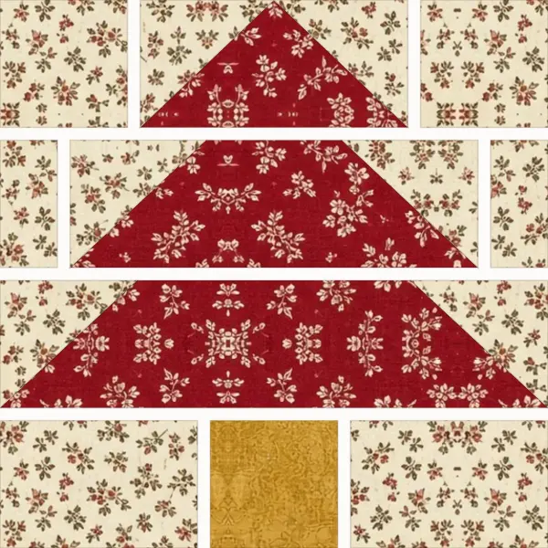 Christmas Tree block laid out in its units before sewing