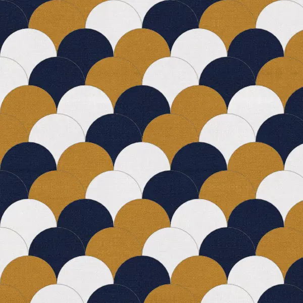 Clamshell quilt block in navy and white