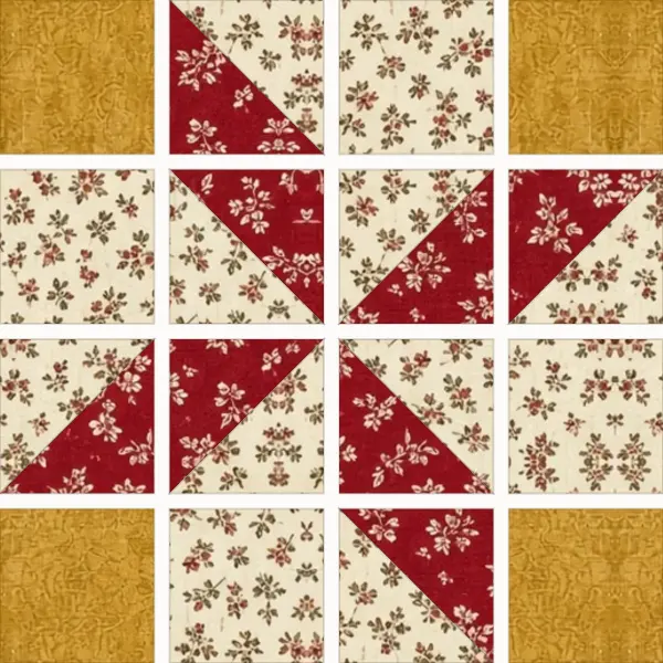 Clay's Choice block laid out in its units before sewing