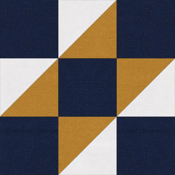Contrary Wife quilt block in navy and white
