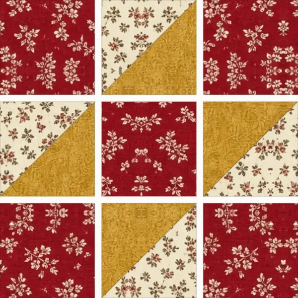 Contrary Wife block laid out in its units before sewing