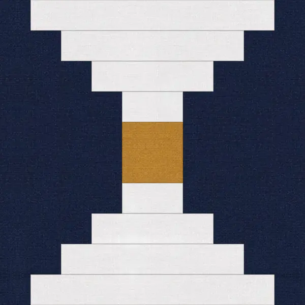Courthouse Steps quilt block in navy and white