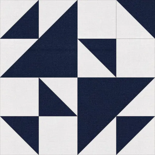 Crosses and Losses quilt block in navy and white