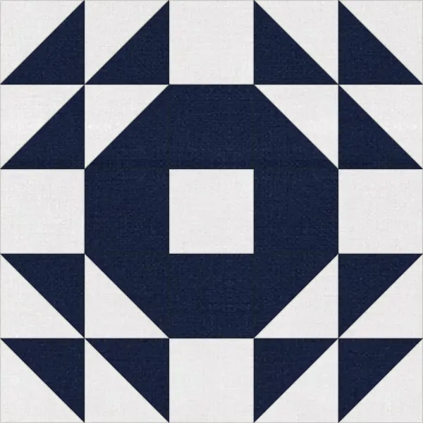 Crown of Thorns quilt block in navy and white