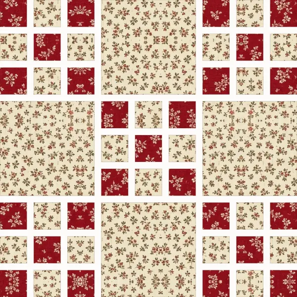 Double Nine Patch block laid out in its units before sewing