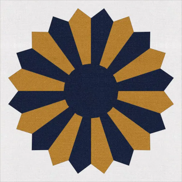 Dresden Plate quilt block in navy and white
