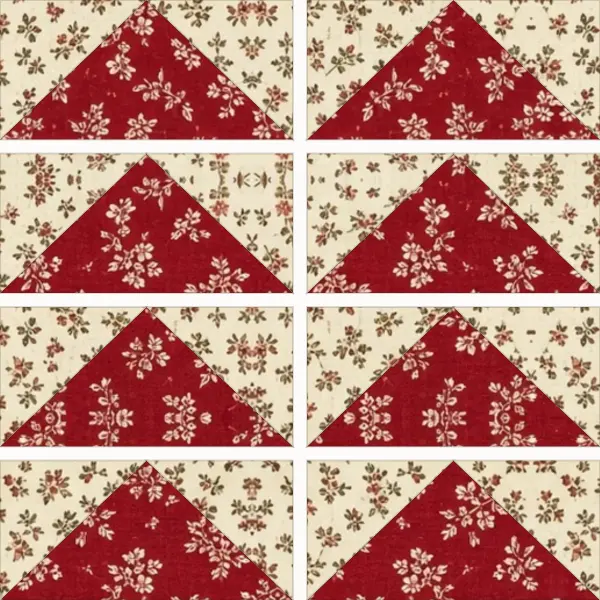 Flying Geese block laid out in its units before sewing