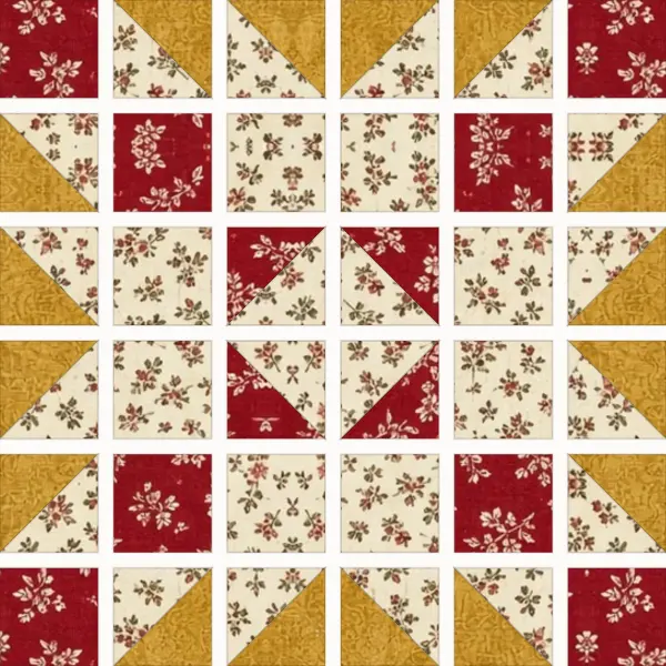 Four Patch Star block laid out in its units before sewing