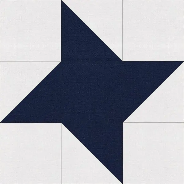 Friendship Star quilt block in navy and white