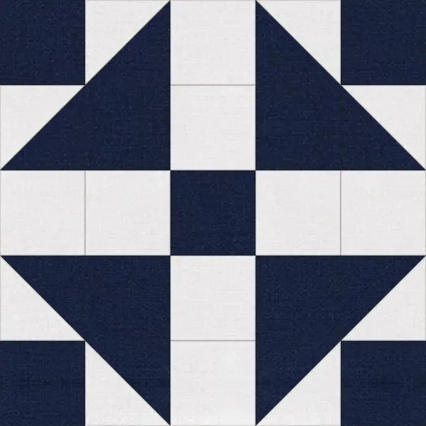 Grandmother's Choice quilt block in navy and white