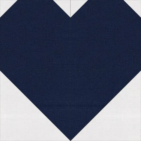 Heart quilt block in navy and white
