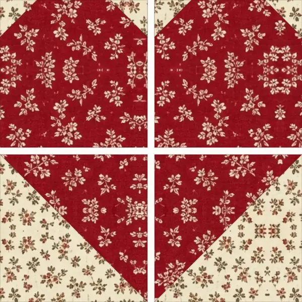 Heart block laid out in its units before sewing