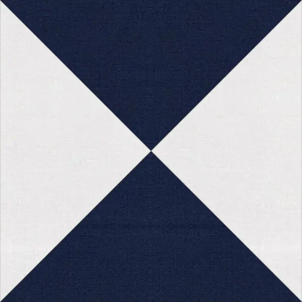Hourglass quilt block in navy and white