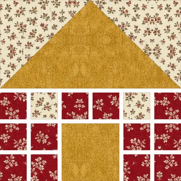 House block laid out in its units before sewing