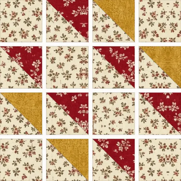 Hovering Hawks block laid out in its units before sewing
