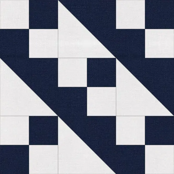 Jacob's Ladder quilt block in navy and white