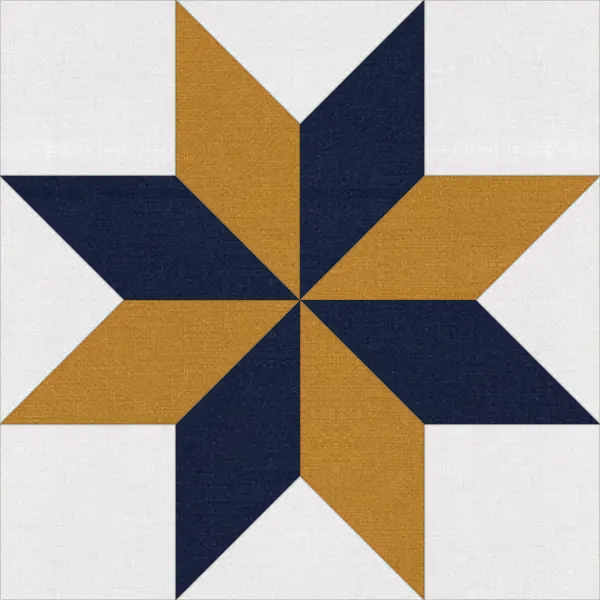 LeMoyne Star quilt block in navy and white
