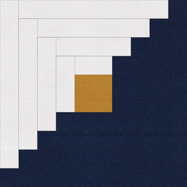Log Cabin quilt block in navy and white