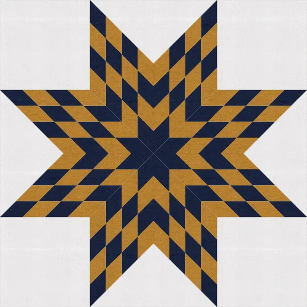 Lone Star quilt block in navy and white