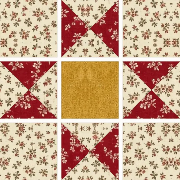 Ohio Star block laid out in its units before sewing