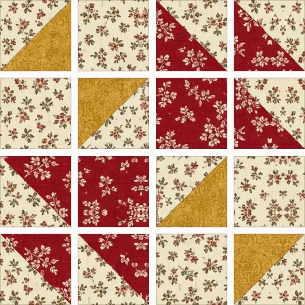 Old Maid's Puzzle block laid out in its units before sewing
