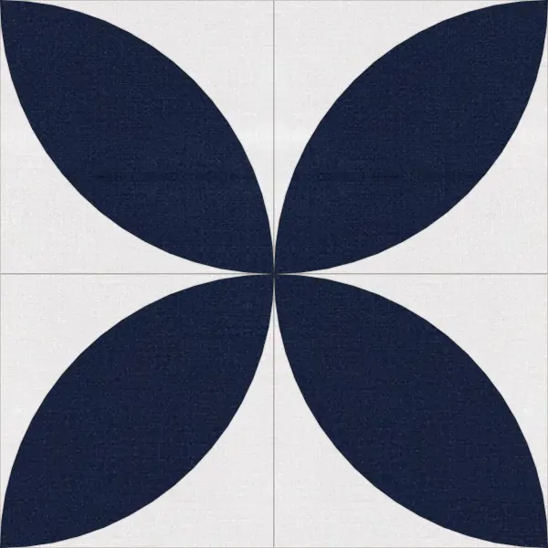 Orange Peel quilt block in navy and white