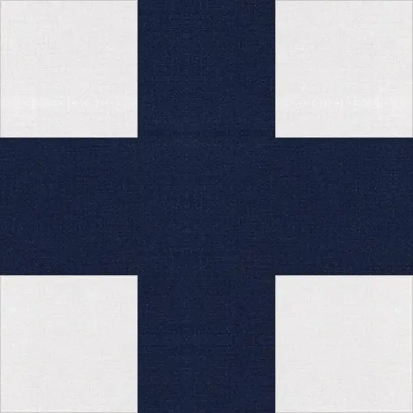 Plus quilt block in navy and white