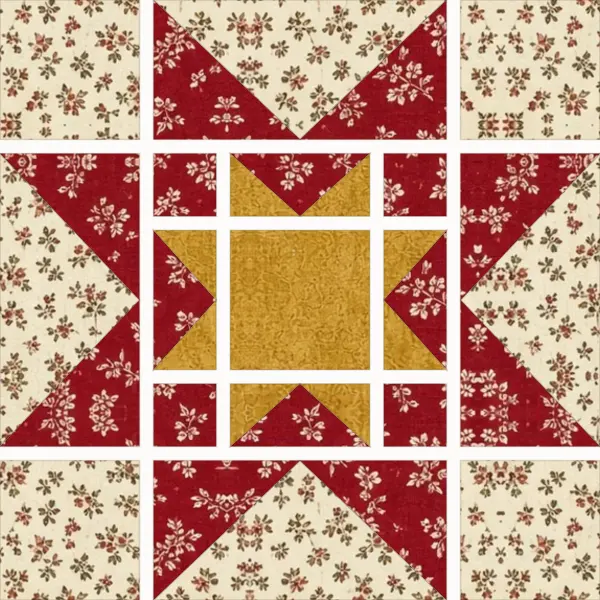 Rising Star block laid out in its units before sewing