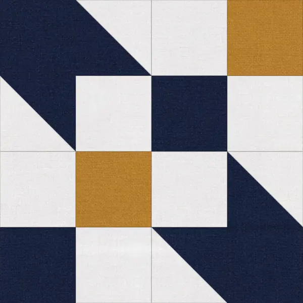 Road to Oklahoma quilt block in navy and white