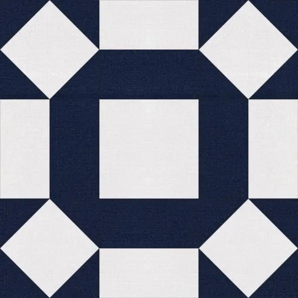 Rolling Stone quilt block in navy and white