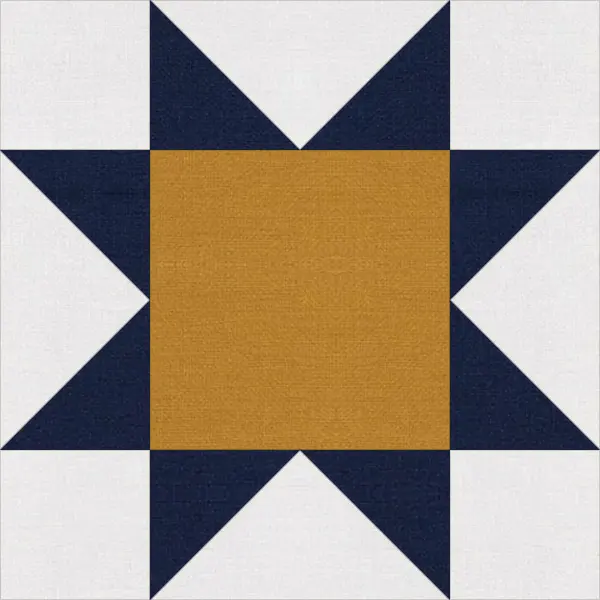 Sawtooth Star quilt block in navy and white