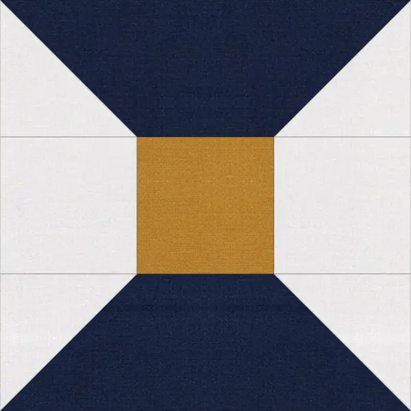 Spool quilt block in navy and white