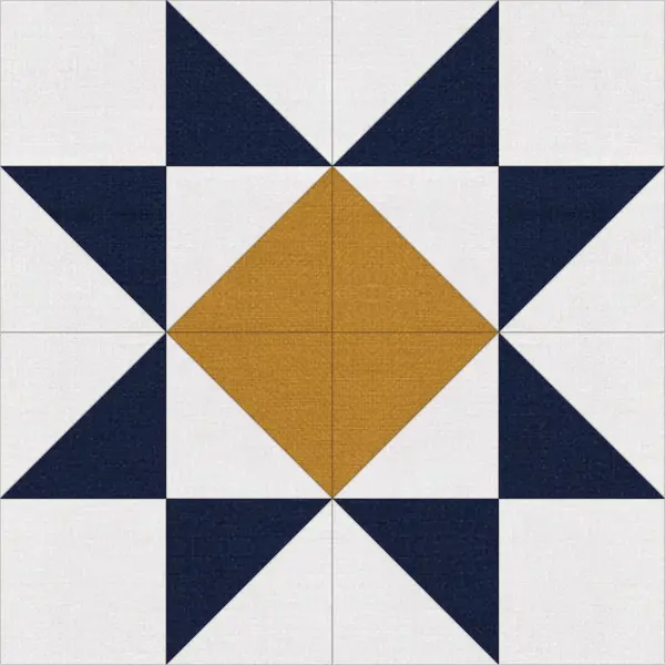 Star of Virginia quilt block in navy and white