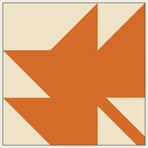 Maple Leaf barn quilt painted in pumpkin, cream