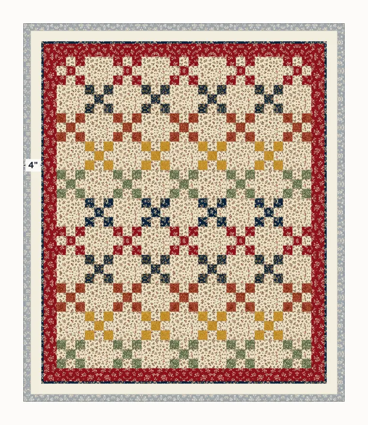 Batting and the quilt top centered on the backing