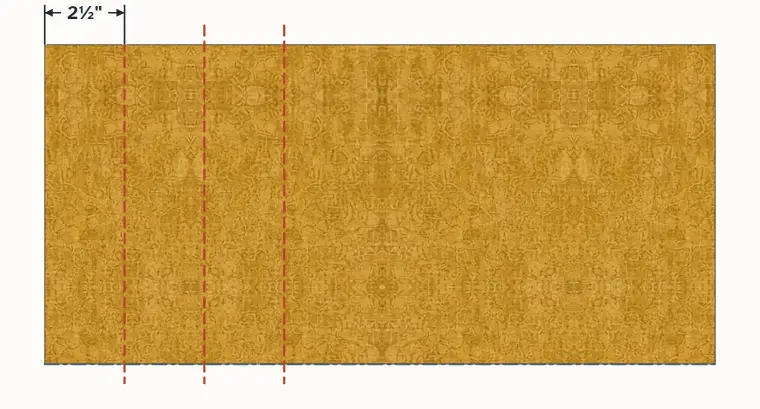 Folded fabric cut into 2½ inch strips