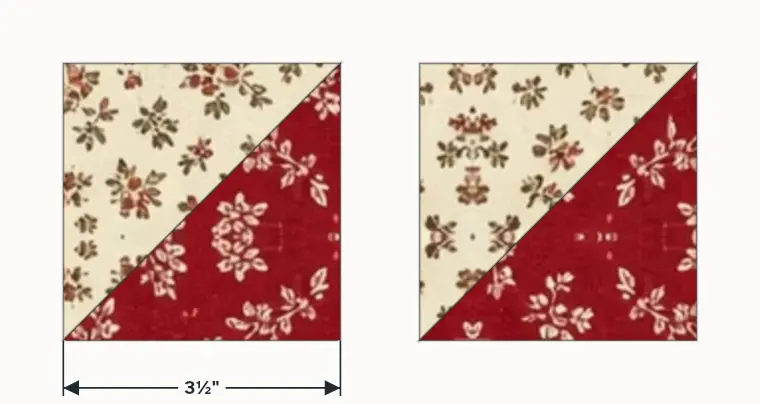 Two finished half-square triangles