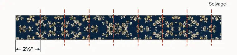 A folded 2½ inch strip cut into squares