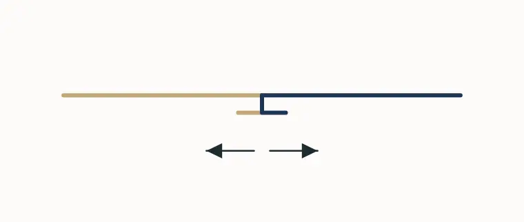 Cross-section with the seam allowances pressed open