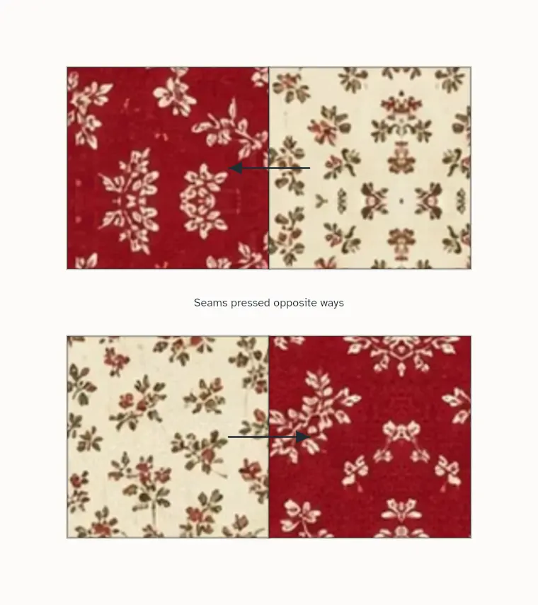 Two rows with their seams pressed in opposite directions