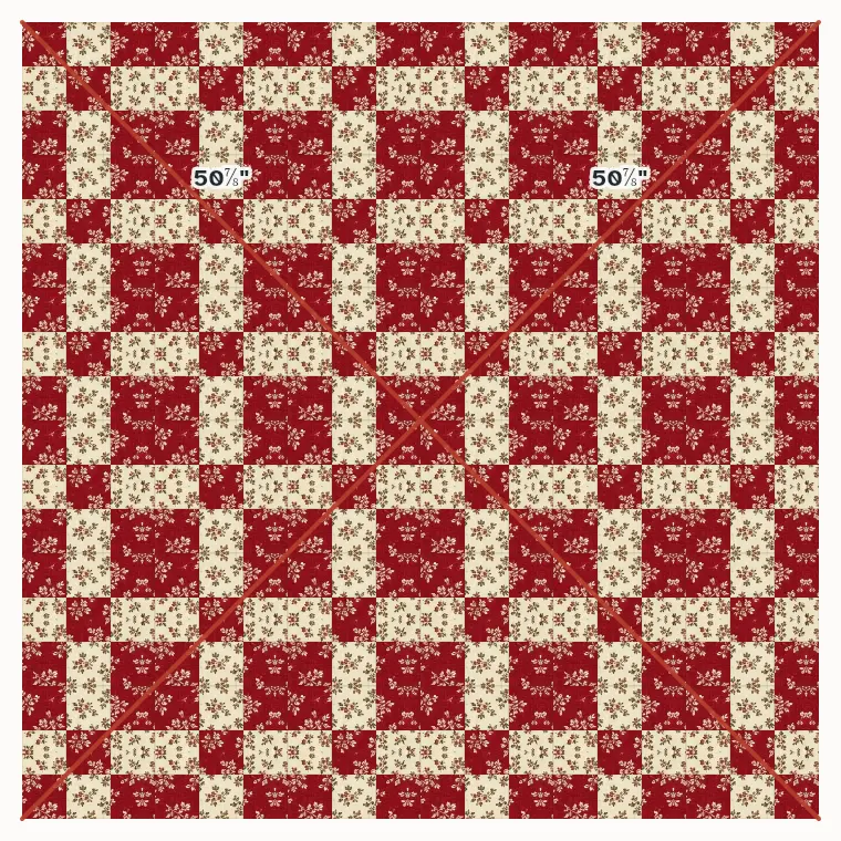 A quilt with both diagonals measured