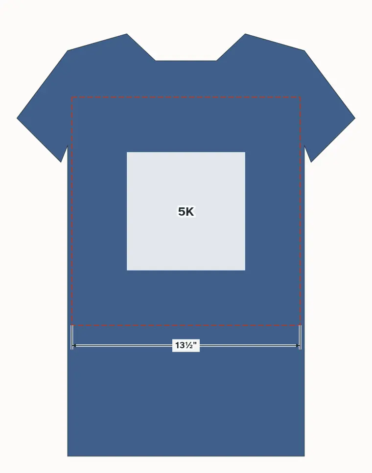 A t-shirt with a square marked around the design