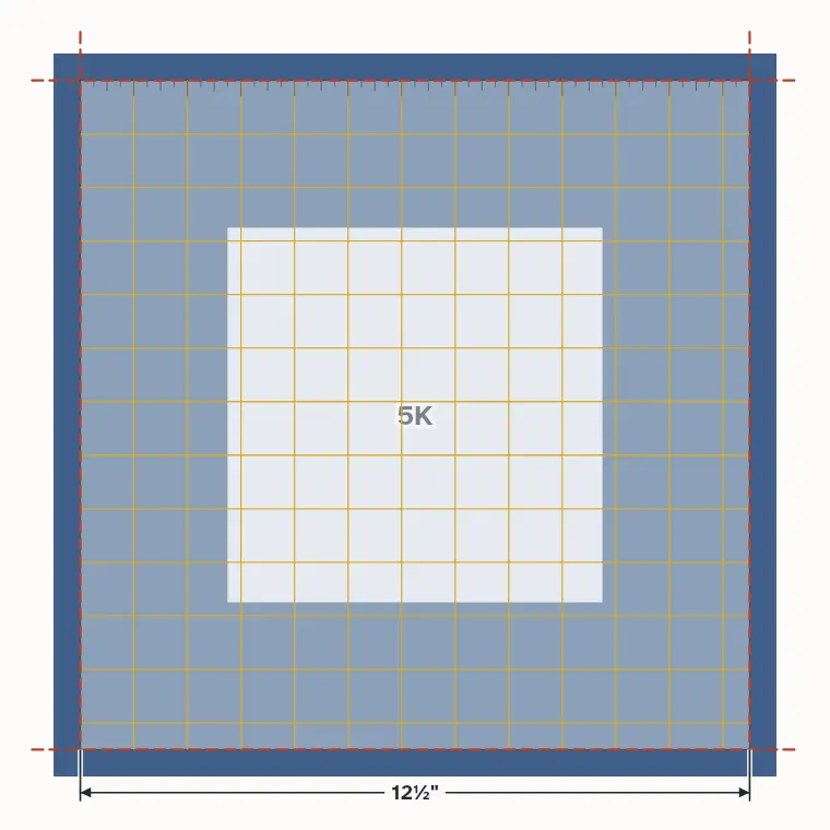 The shirt square trimmed to 12½ inches