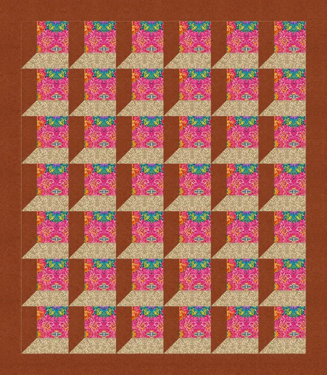 Attic Windows quilt, throw size, 62" × 71"